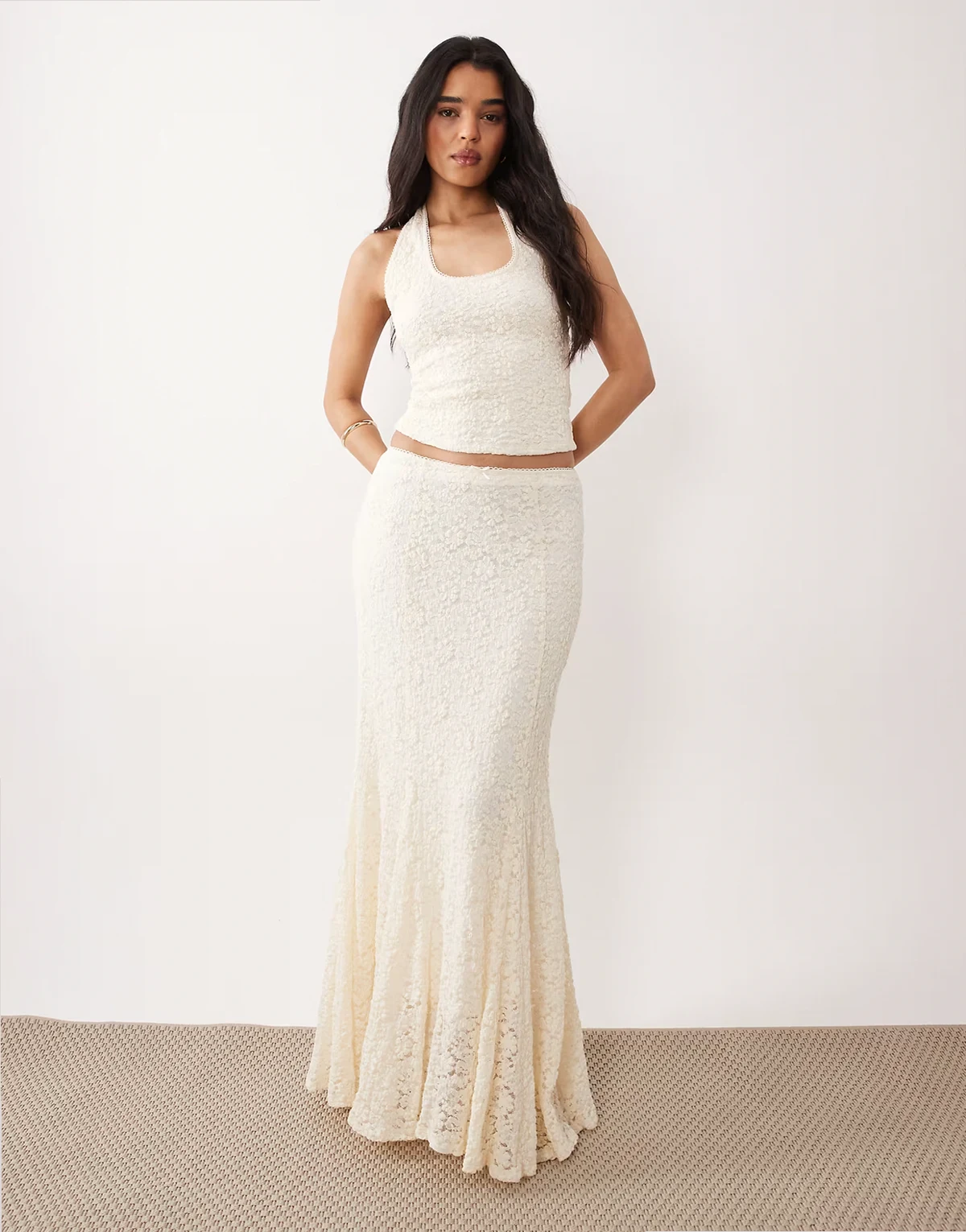 Normandie lace maxi skirt in ivory
