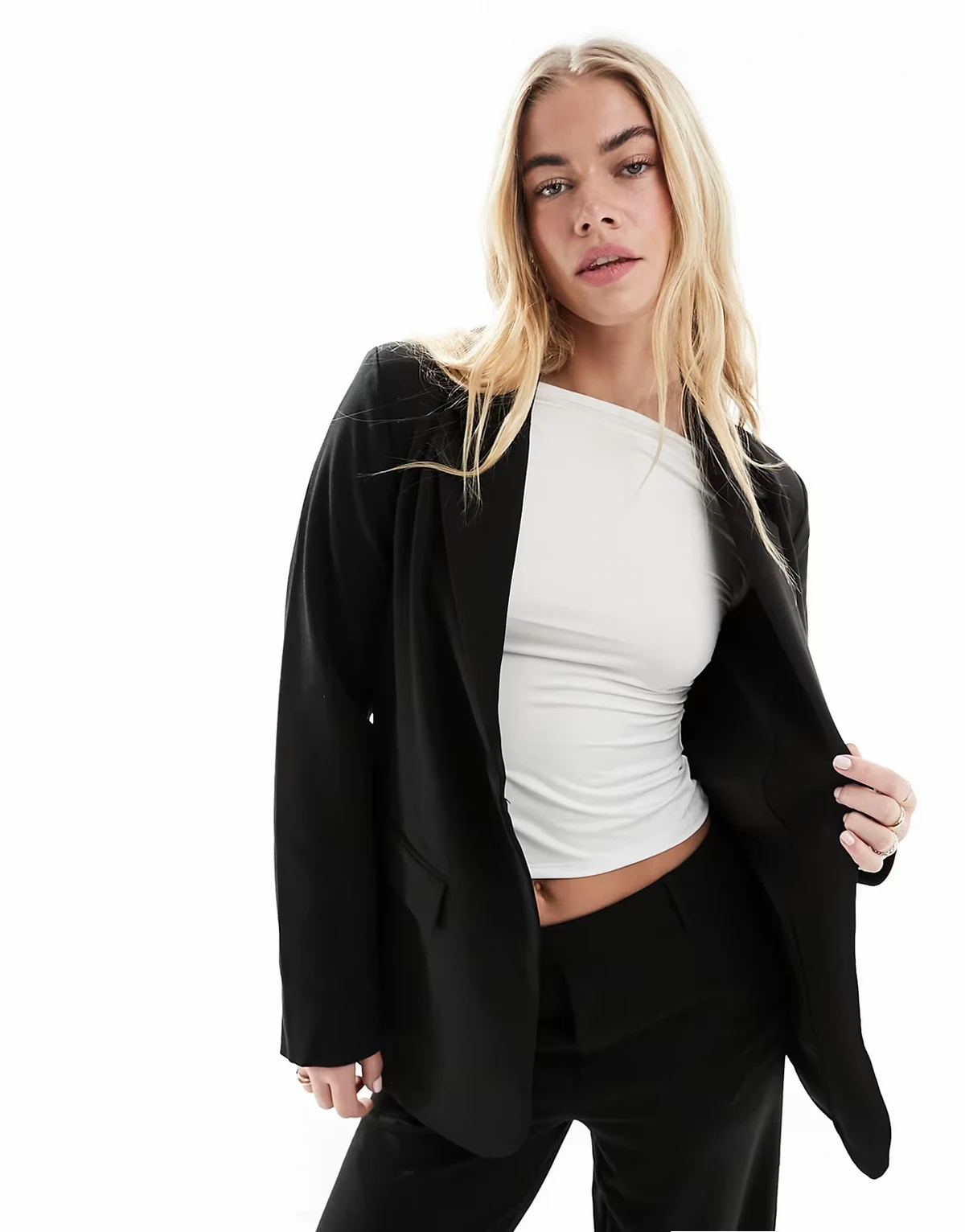 mix and match loose fit blazer in black - part of a set