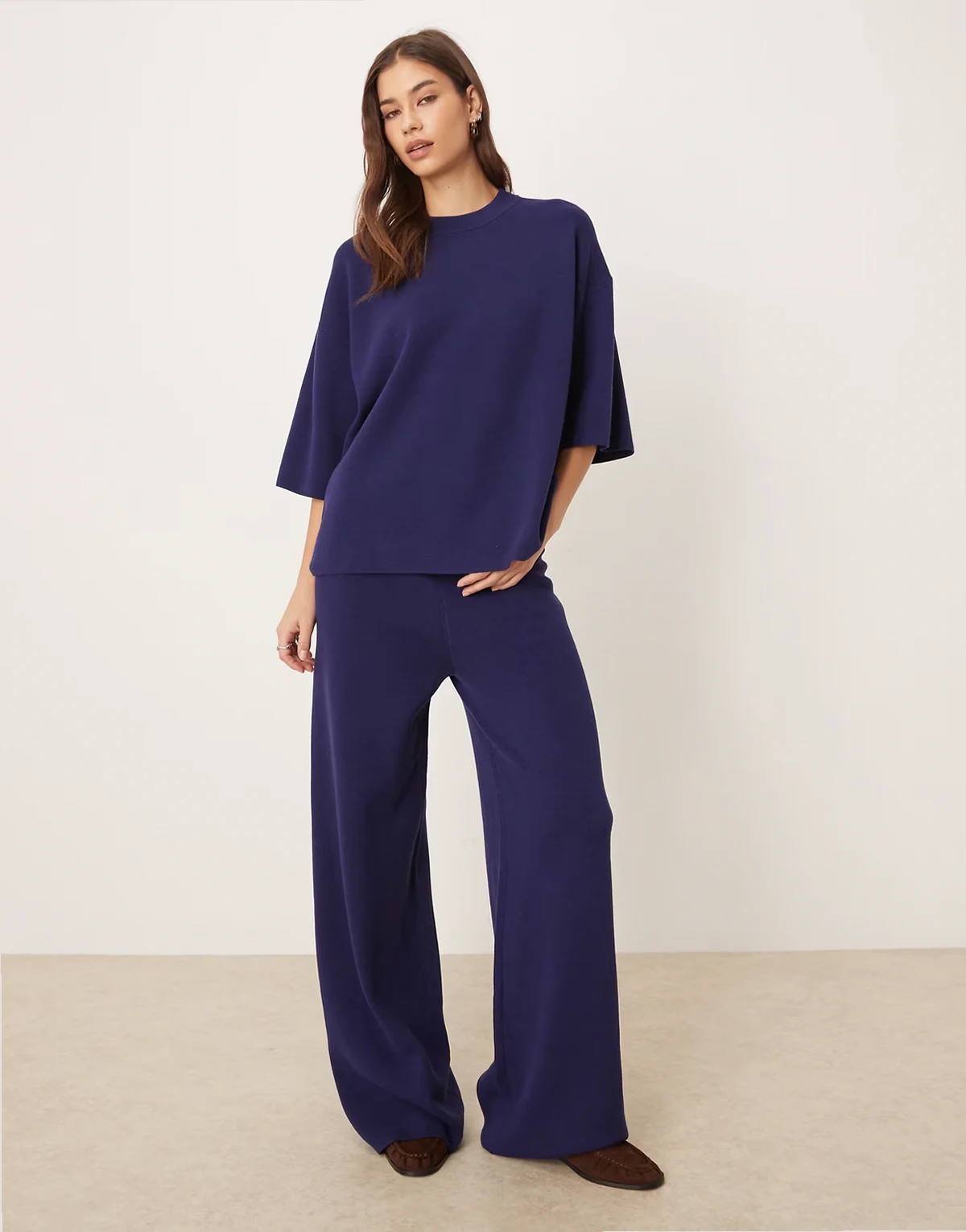 knit compact pants in navy - part of a set