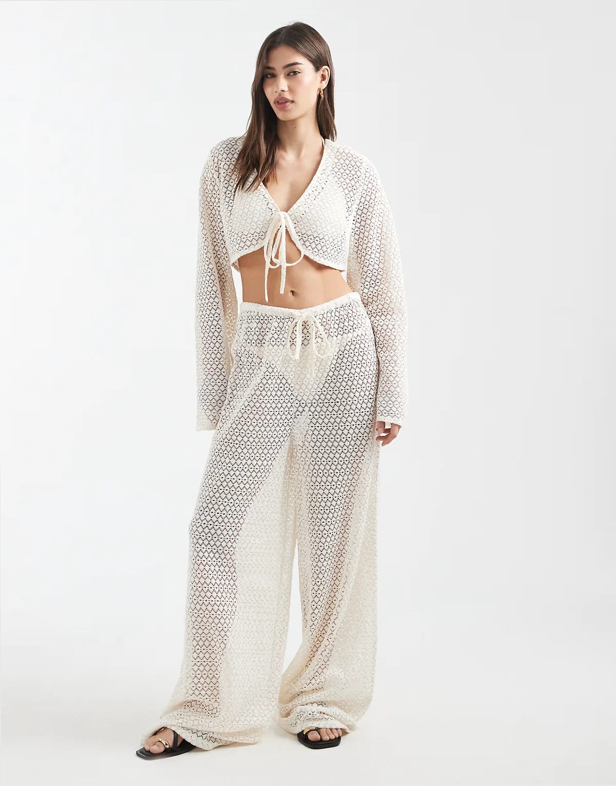 crochet beach pants in white