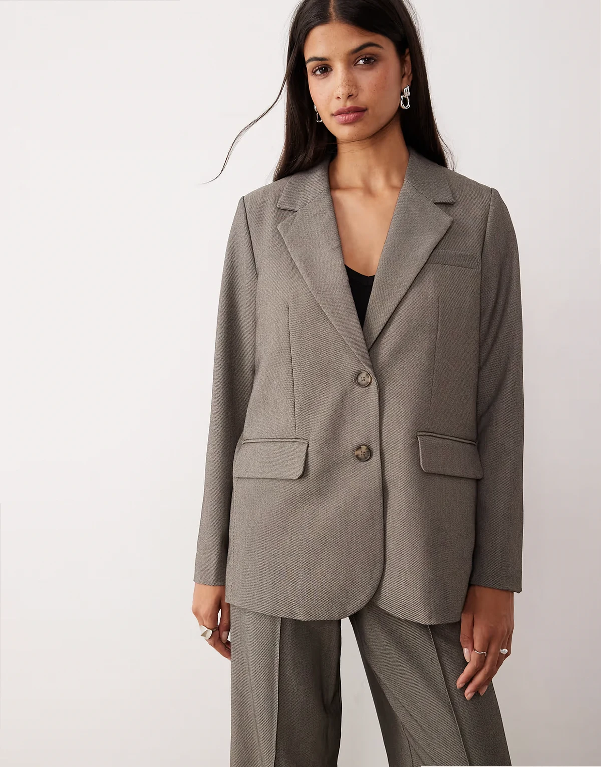 oversized blazer in gray melange - part of a set