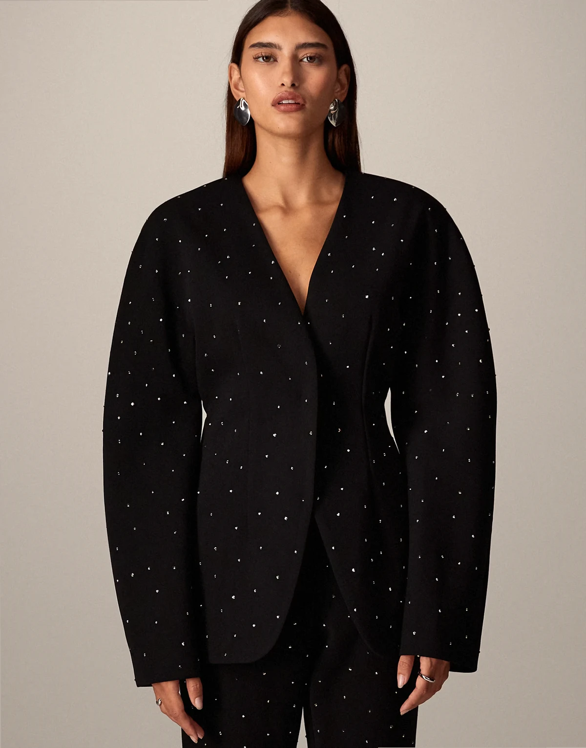 hot fix tailored ovoid sleeve blazer in black - part of a set