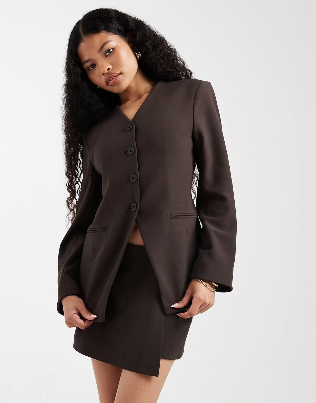 structured blazer in brown - part of a set