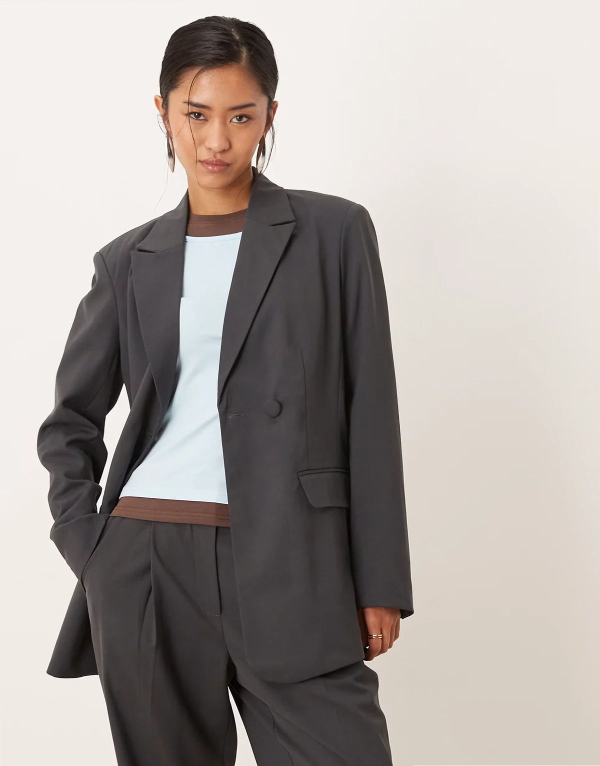 mix & match tailored blazer in dark heather gray
