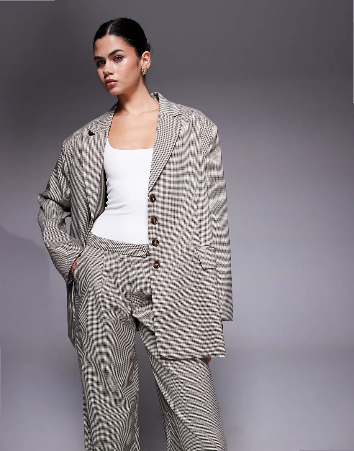 exclusive oversized tailored mansy blazer in heritage check - part of a set