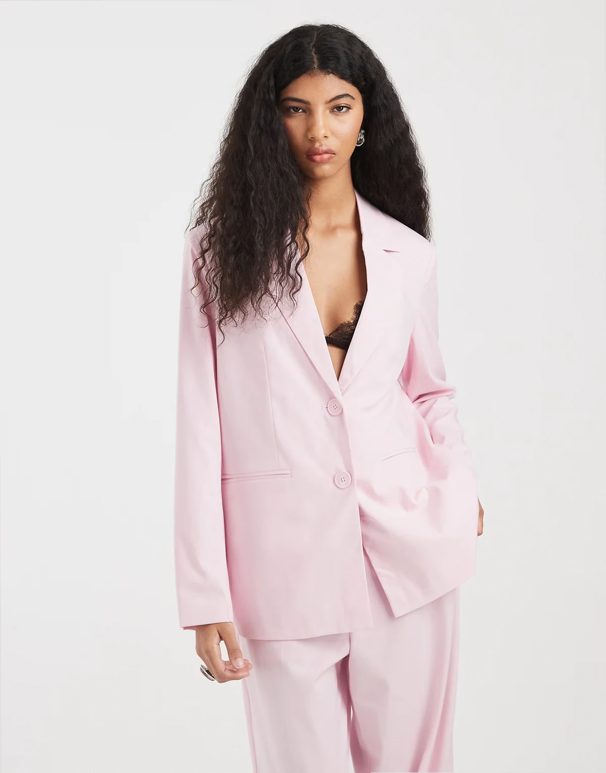 tailored oversized blazer in roseate pink - part of a set