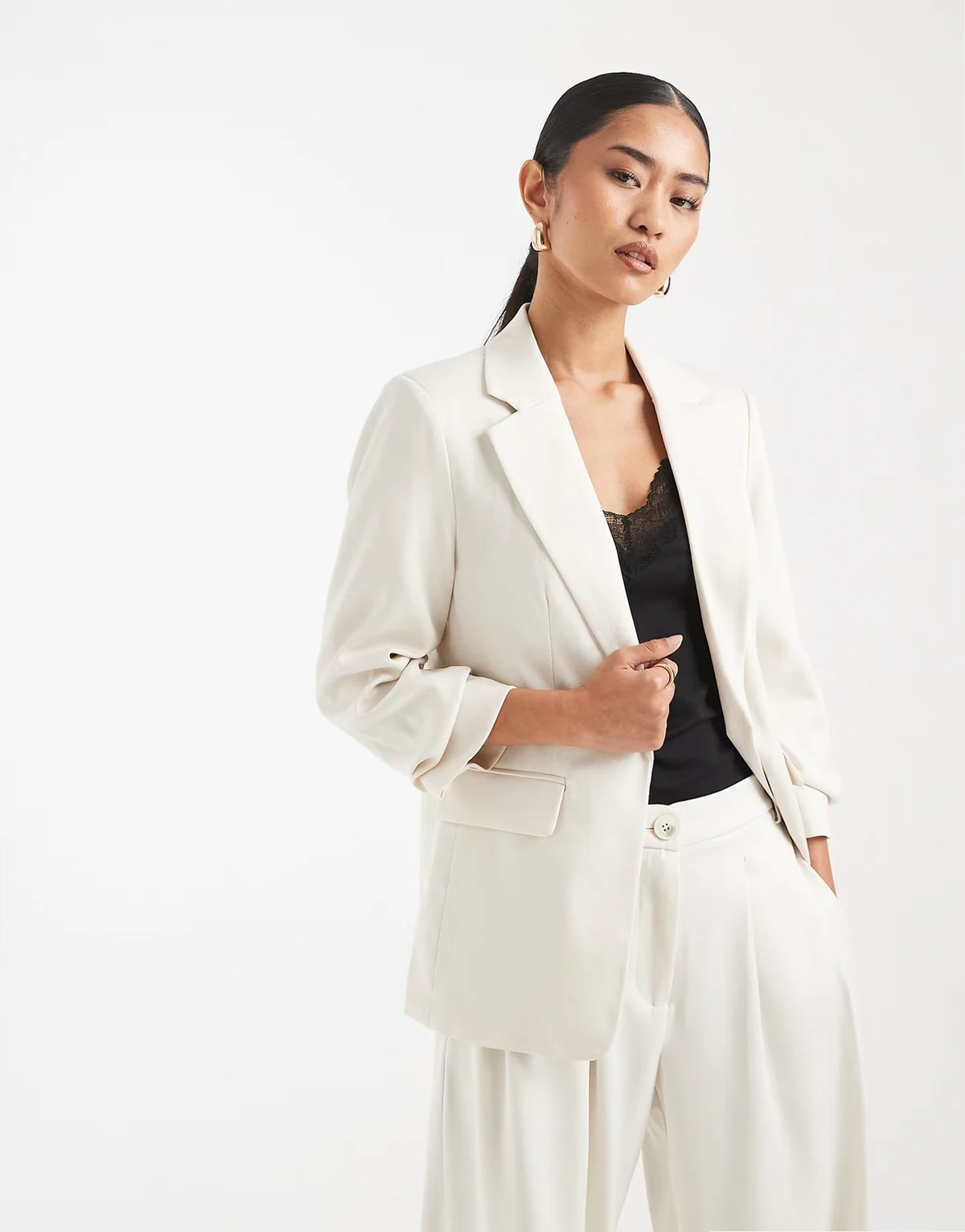 ruched sleeves blazer in birch - part of a set