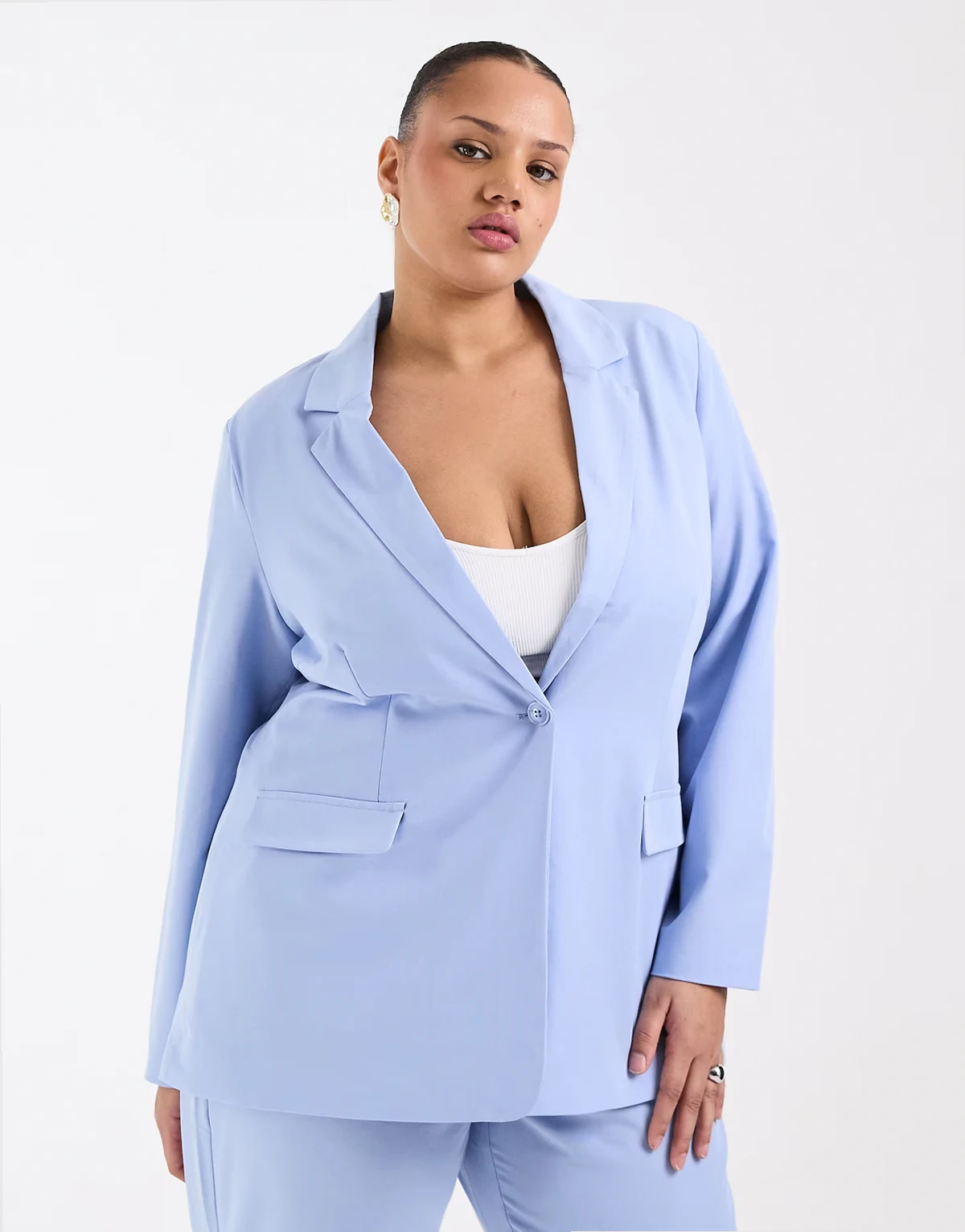 loose fit tailored blazer in brunnera blue - part of a set