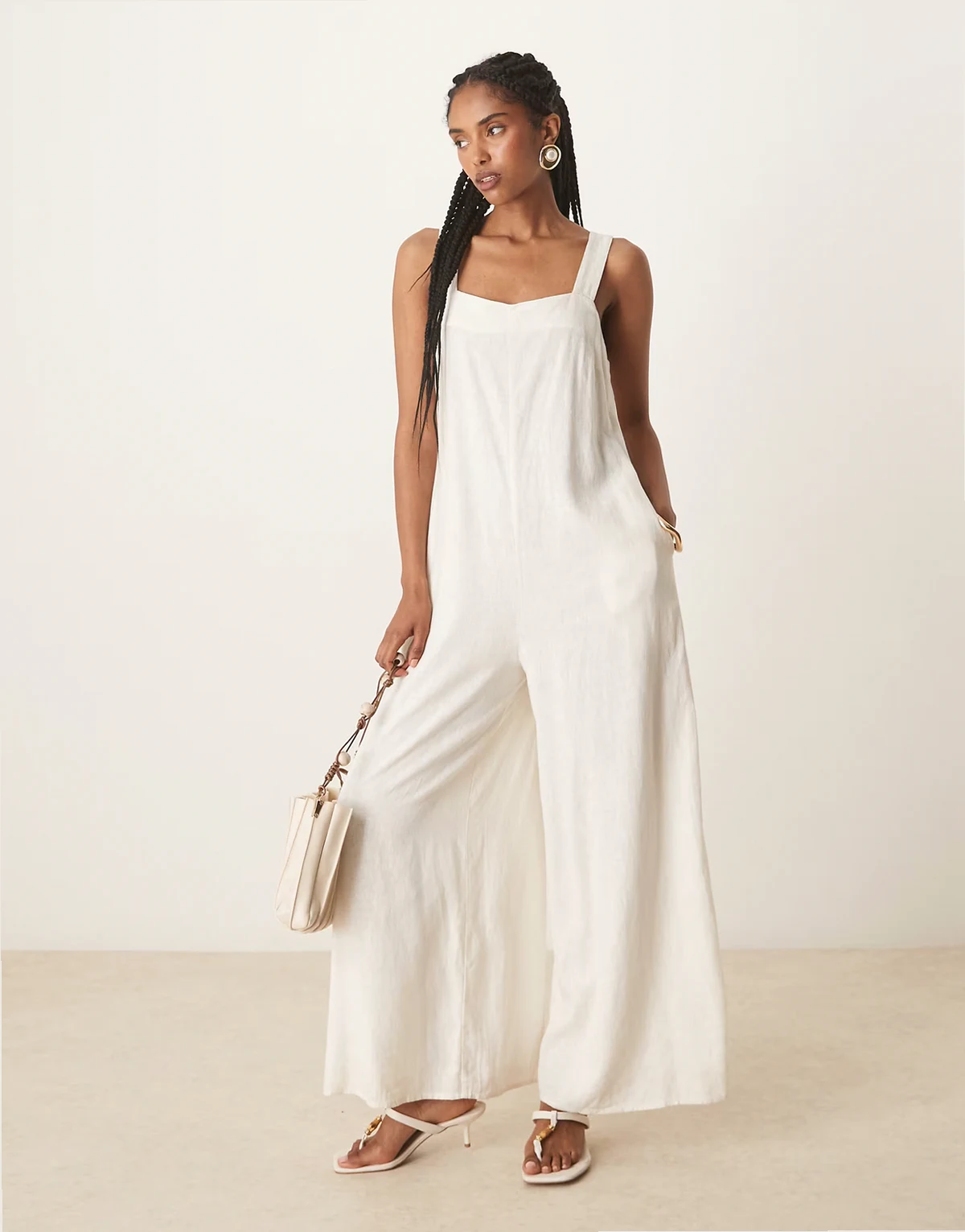 Brianna wide leg jumpsuit in stone