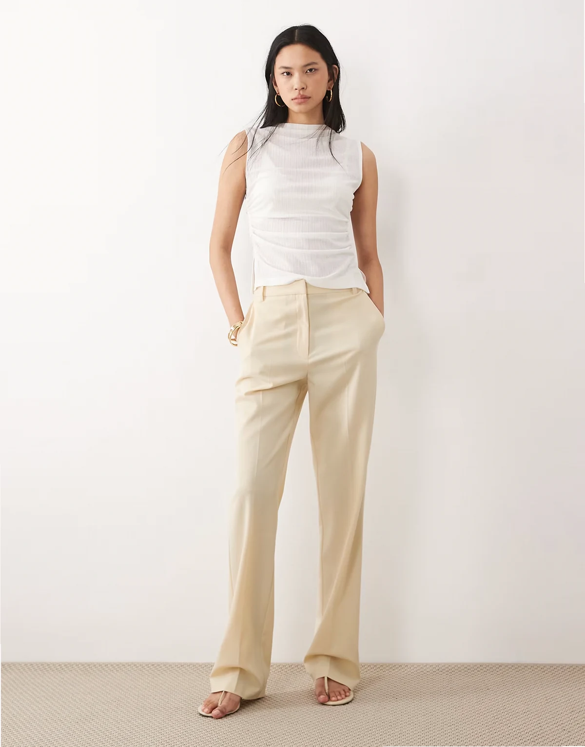 Tall – Elegante Hose in Buttermilchgelb mit schmalem, geradem Schnitt