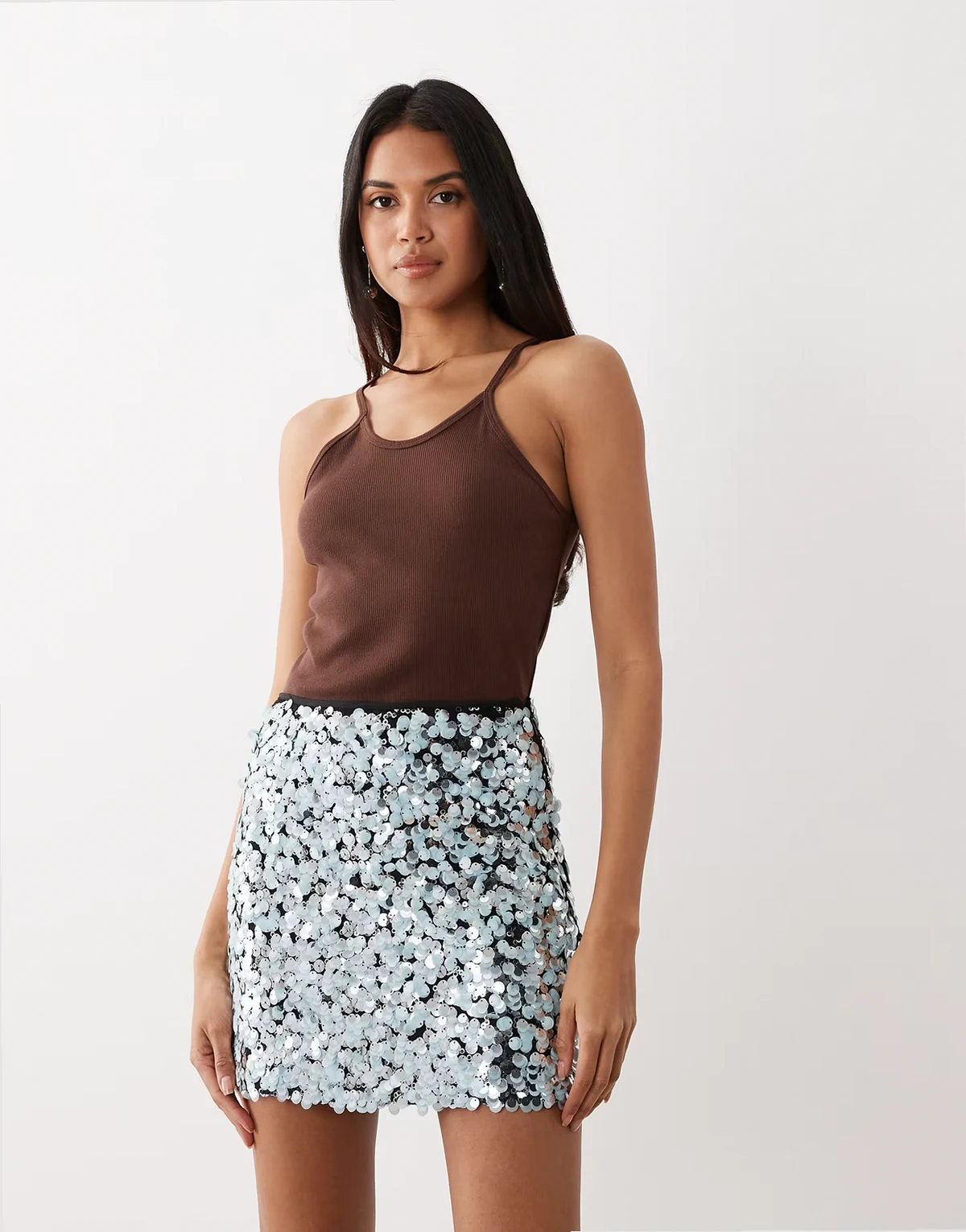 embellished mix sequin a-line mini skirt