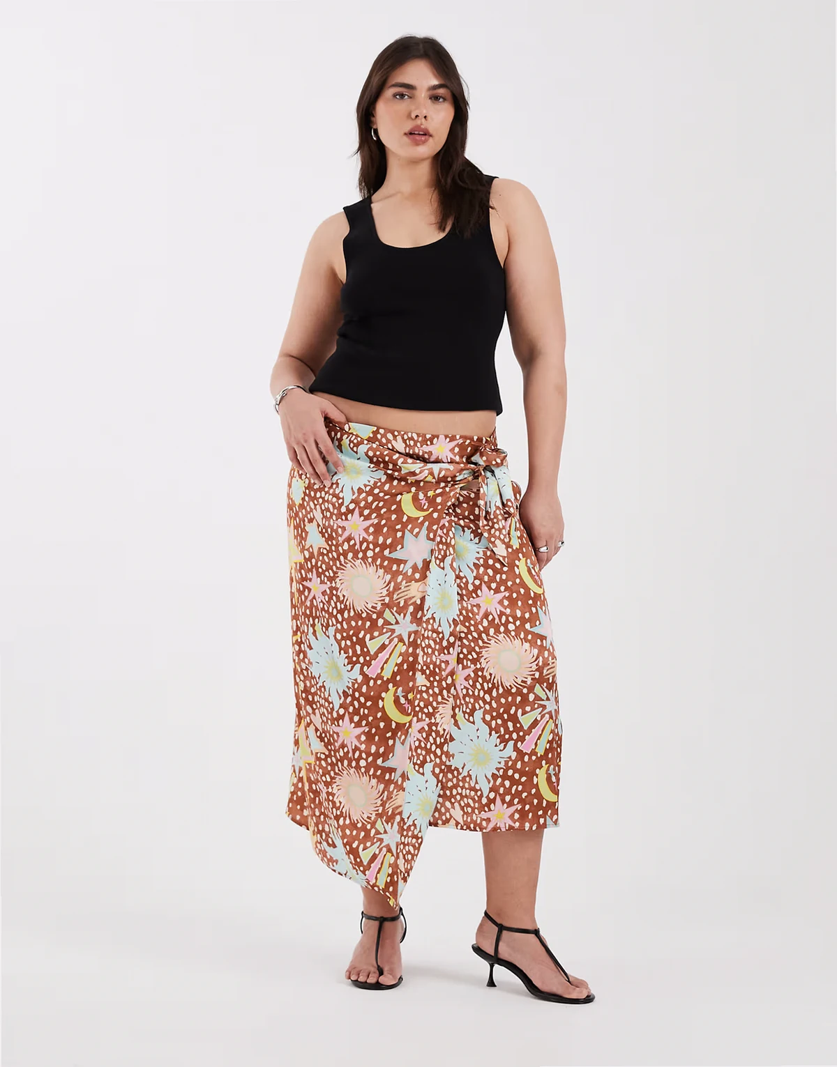 Jaspre midi wrap skirt in deer star print