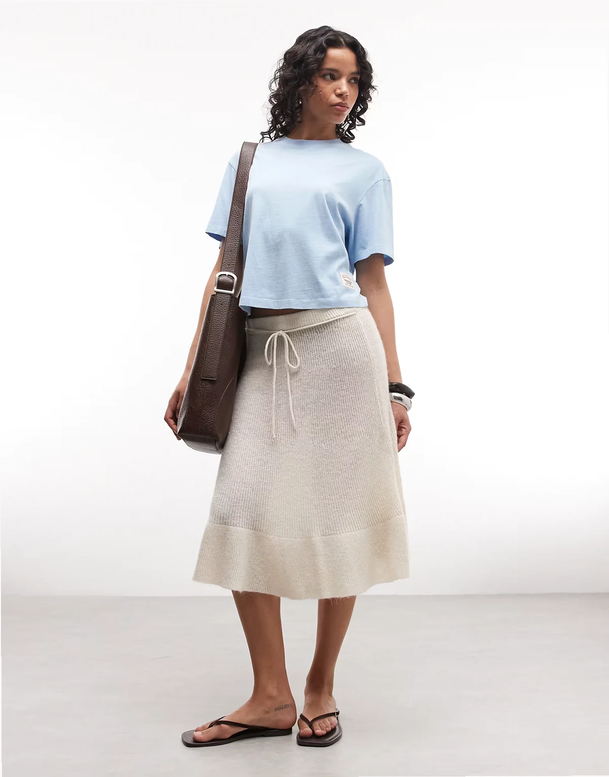knit midi skirt in cream