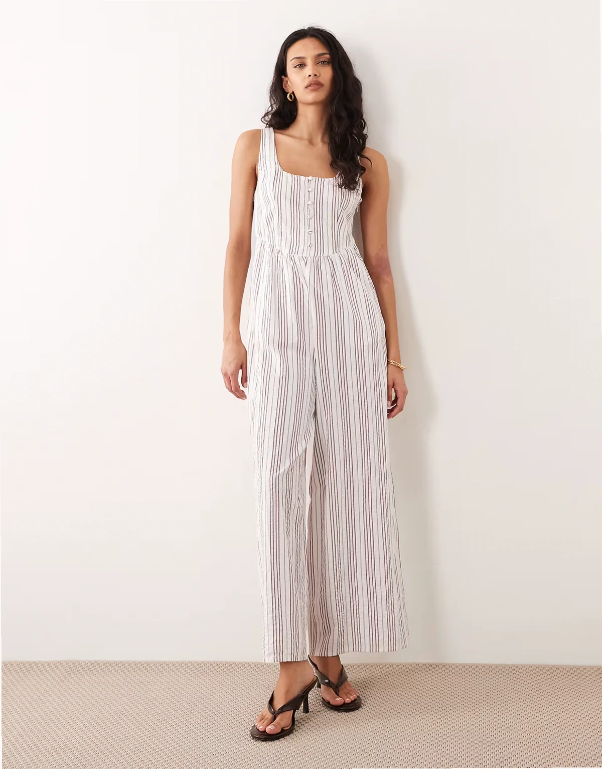 Cora jumpsuit in white stripe