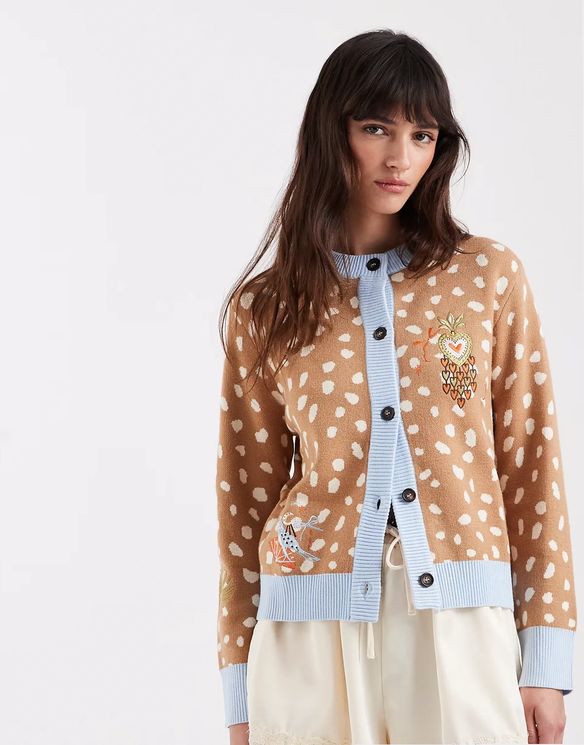 Hollie cardigan in brown deer print