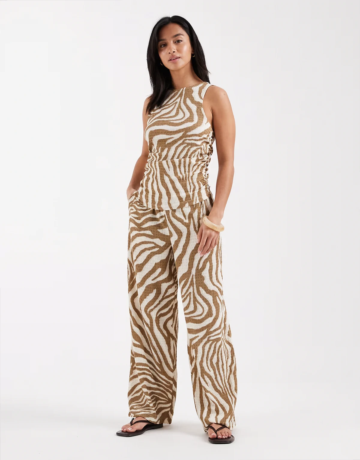 wide leg textured jersey pants in birch abstract print - part of a set