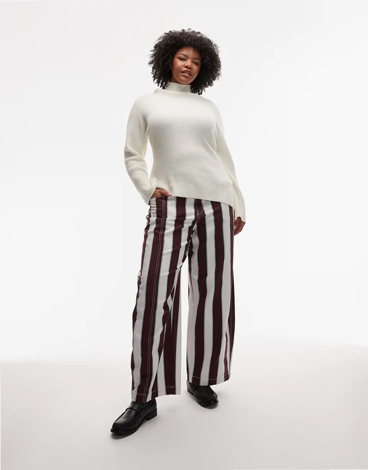 ASOS DESIGN Curve – Spodnie barrel w paski
