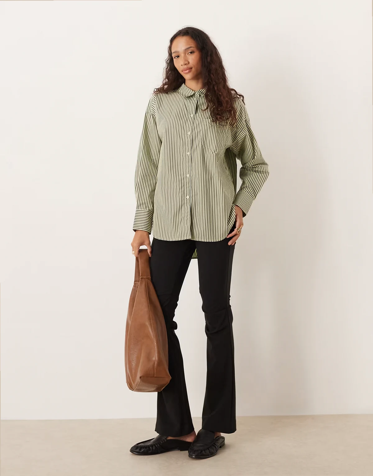 Jamie oversized striped shirt in green