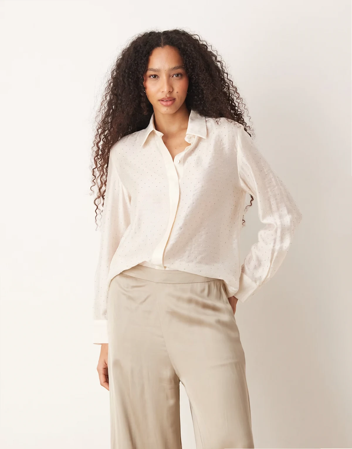 embellished shirt in cream
