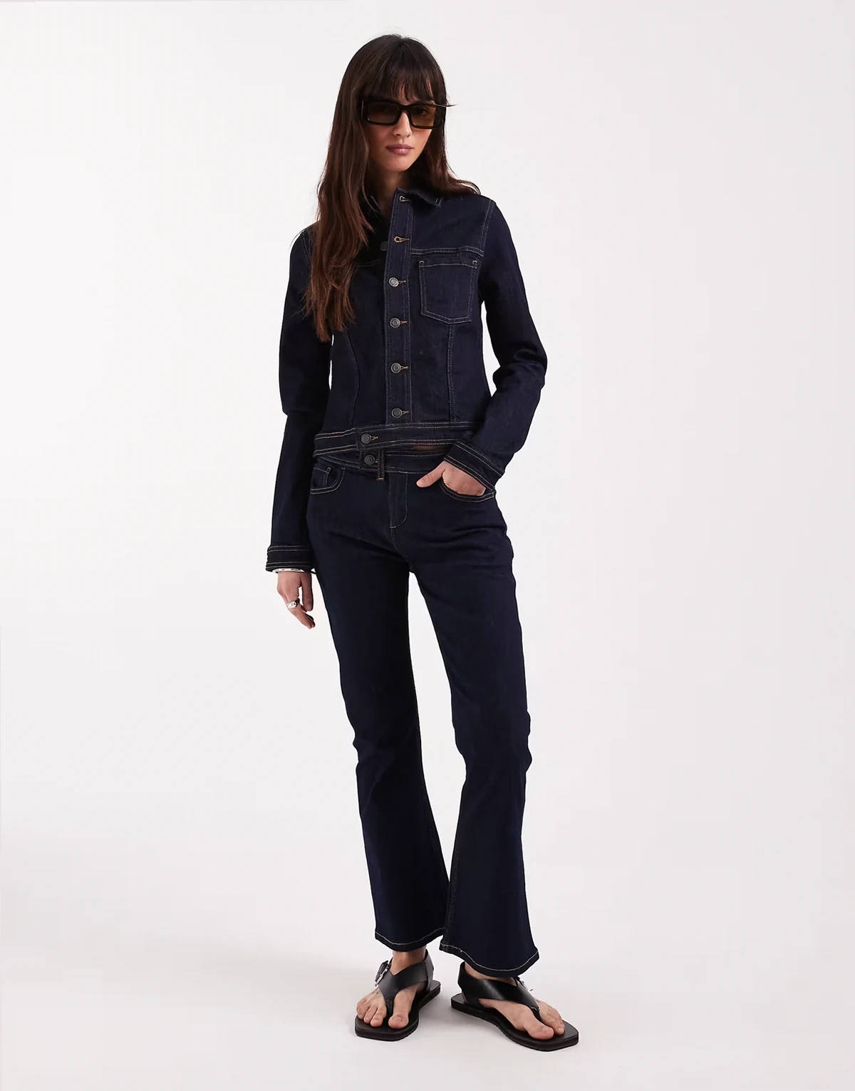 crop kick flare jeans in inky wash - part of a set