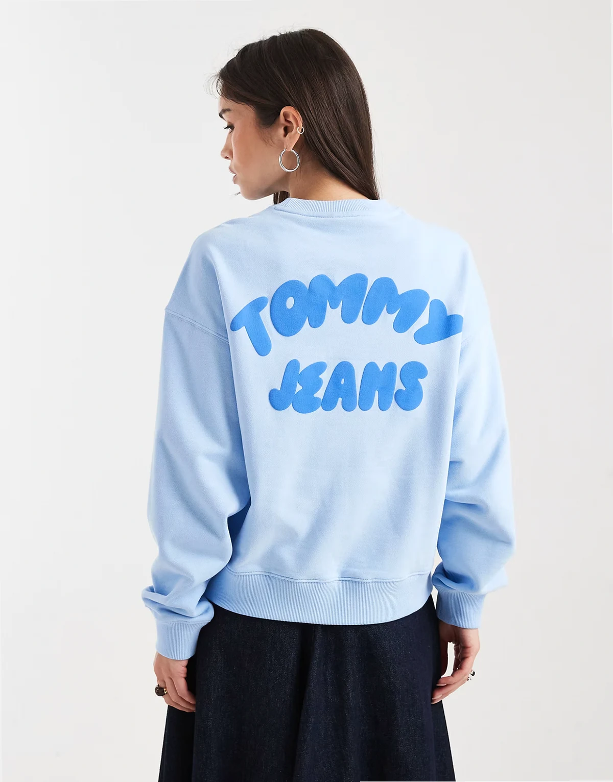 bubble logo boxy fit crew neck sweatshirt in light blue