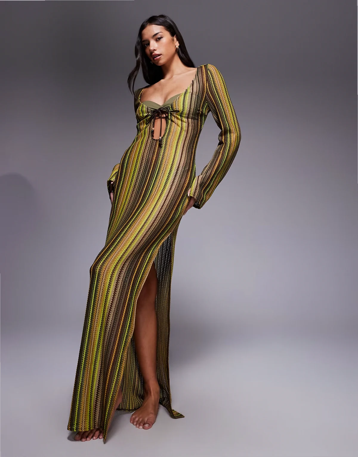 Kenny crochet beach maxi dress in brown