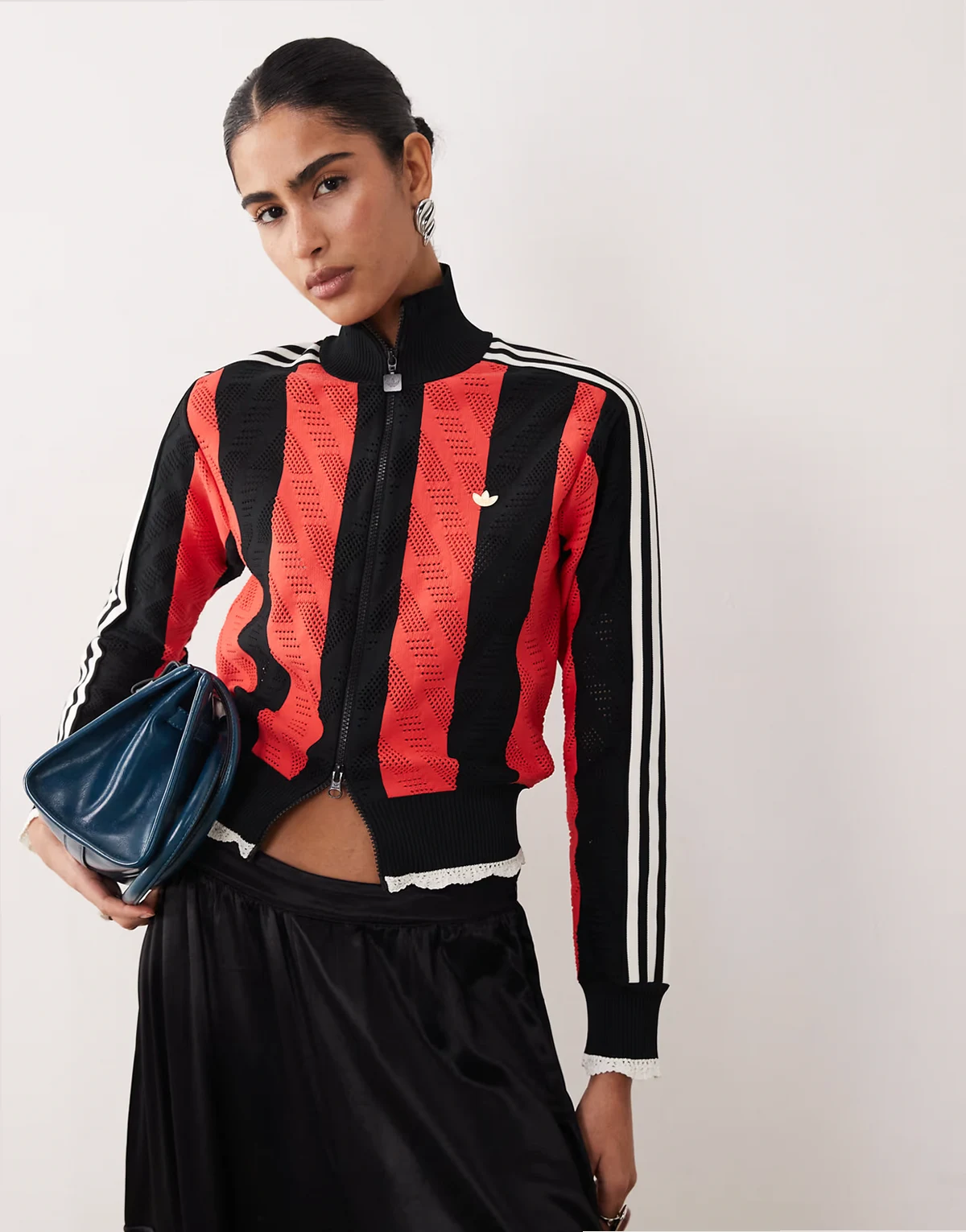 Premium Firebird lace track top in red and black
