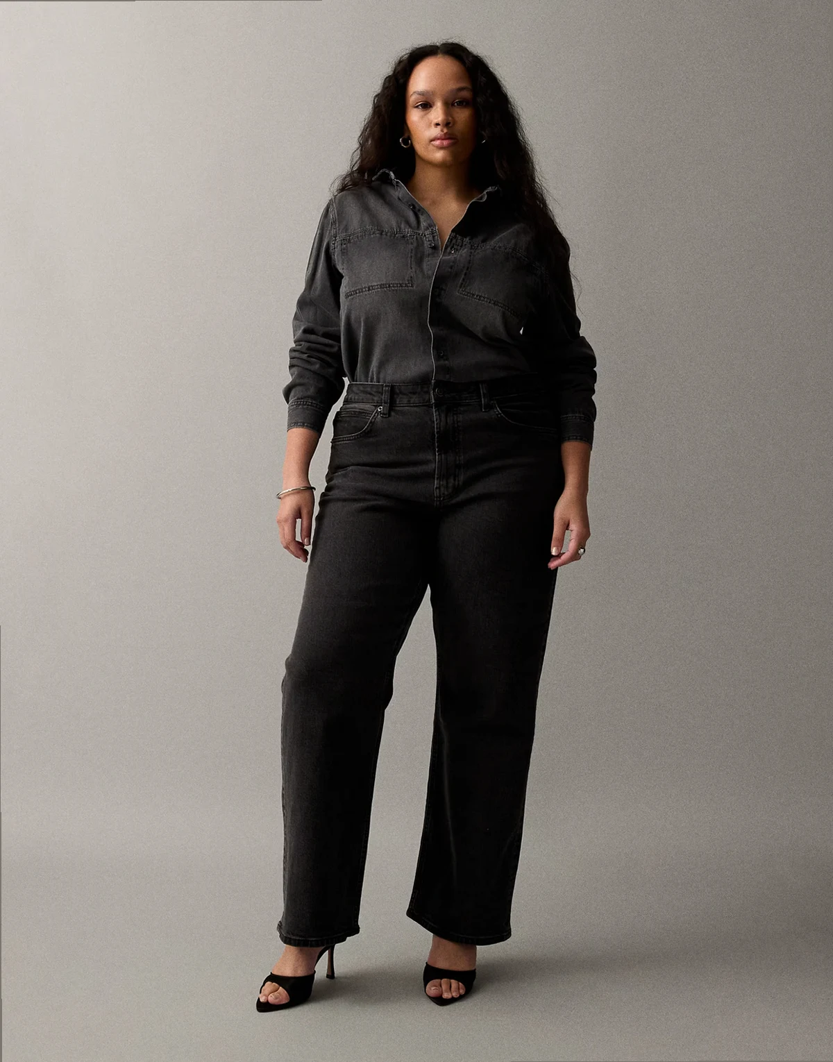 ASOS DESIGN Curve – Czarne jeansy z prostymi nogawkami ze stretchem