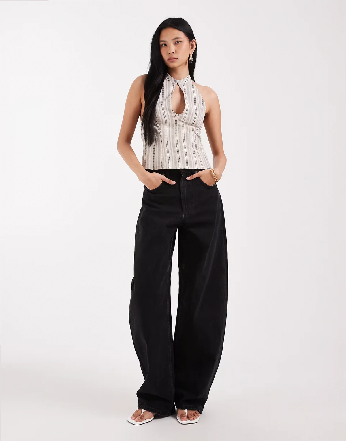 ASOS DESIGN Tall – Czarne jeansy barrel z podwyższonym stanem