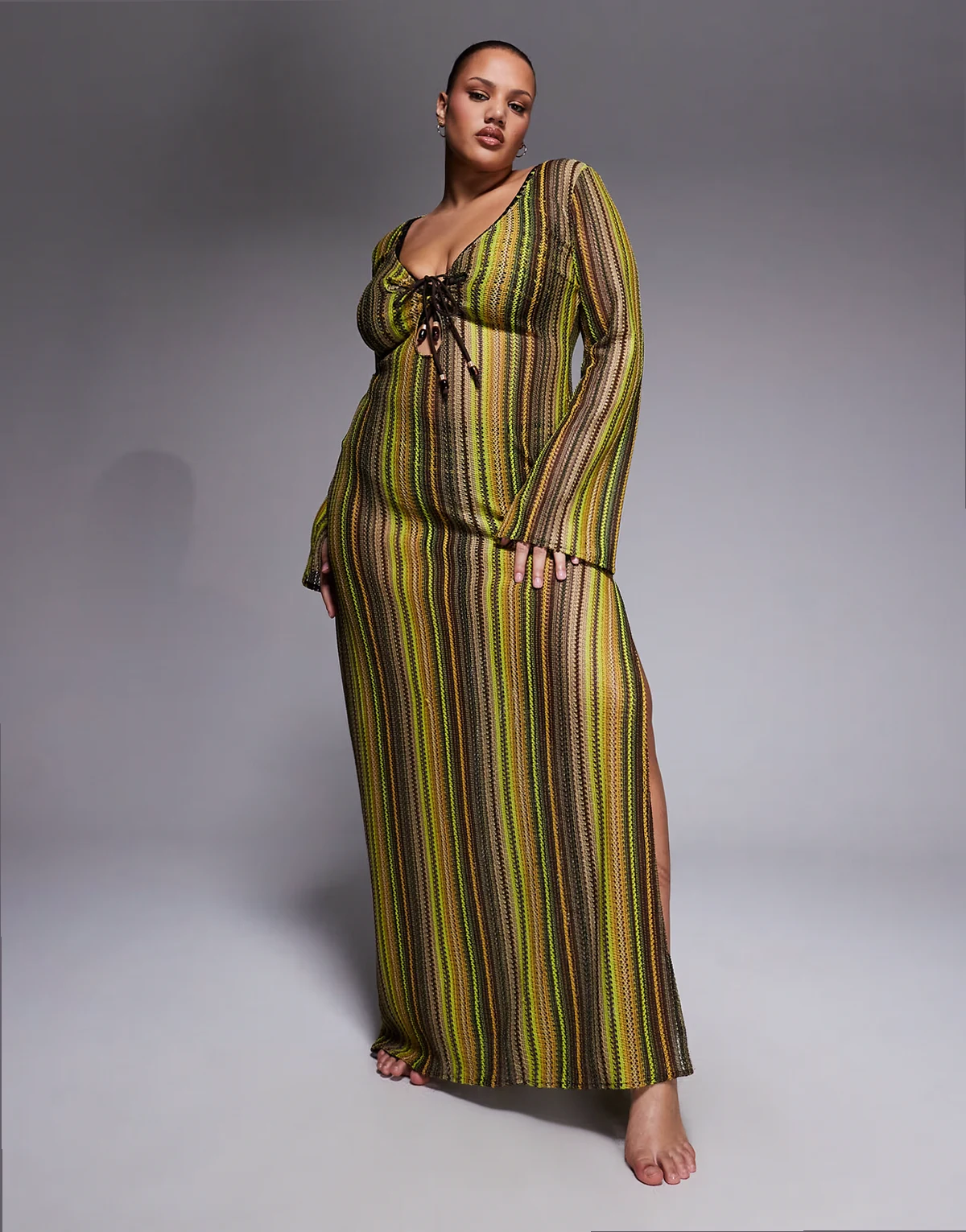 ASOS DESIGN Curve Kenny crochet beach maxi dress in brown