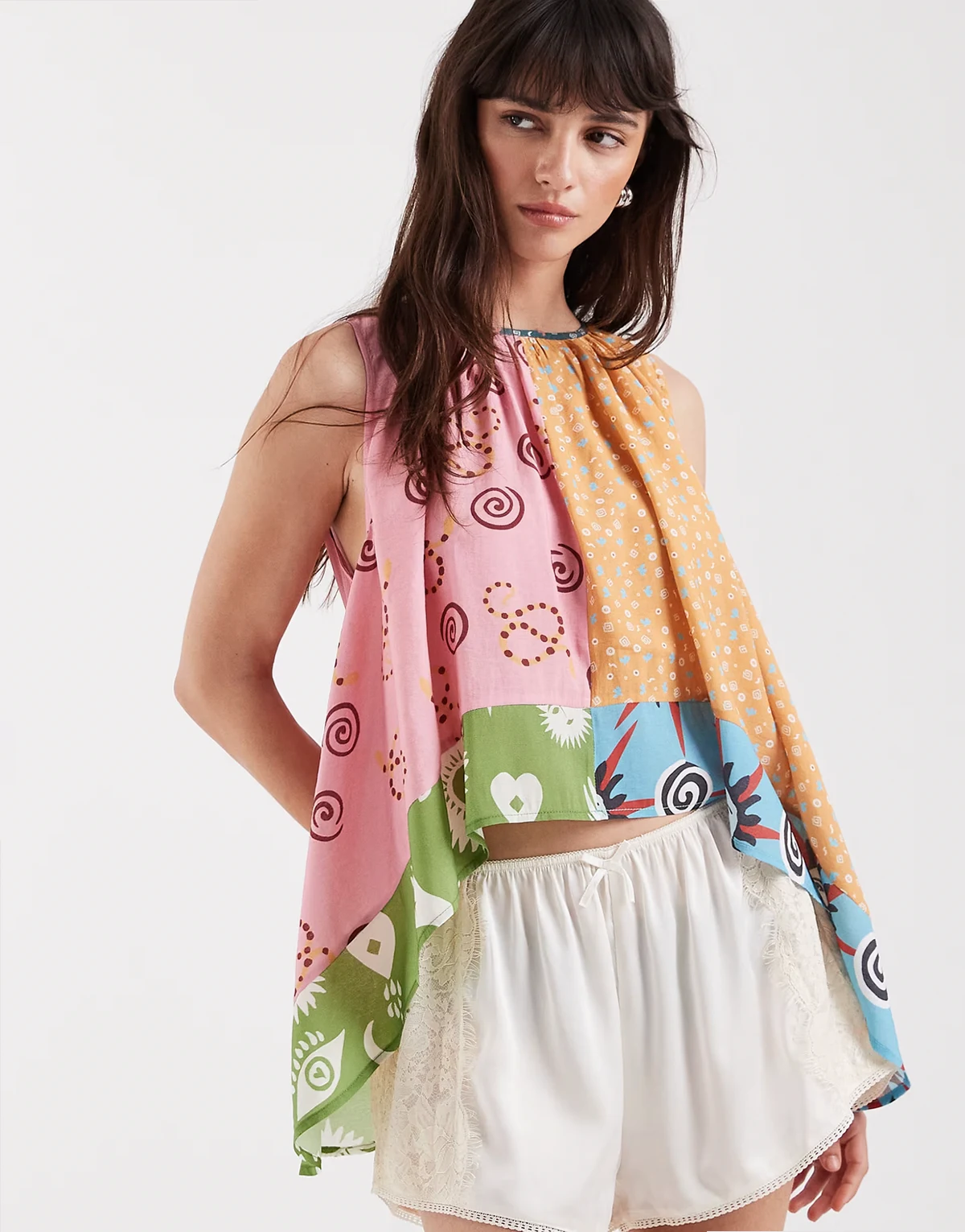 Etta handkerchief top in multi print - part of a set