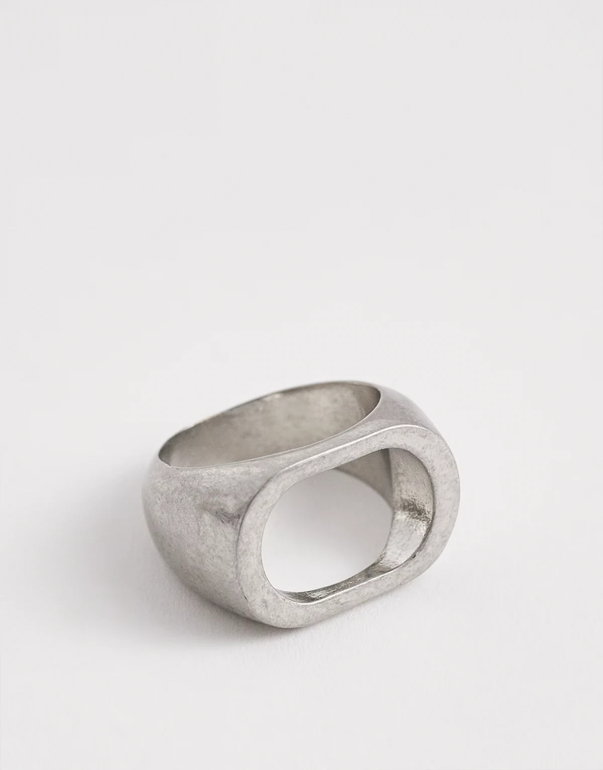 open top signet ring in silver