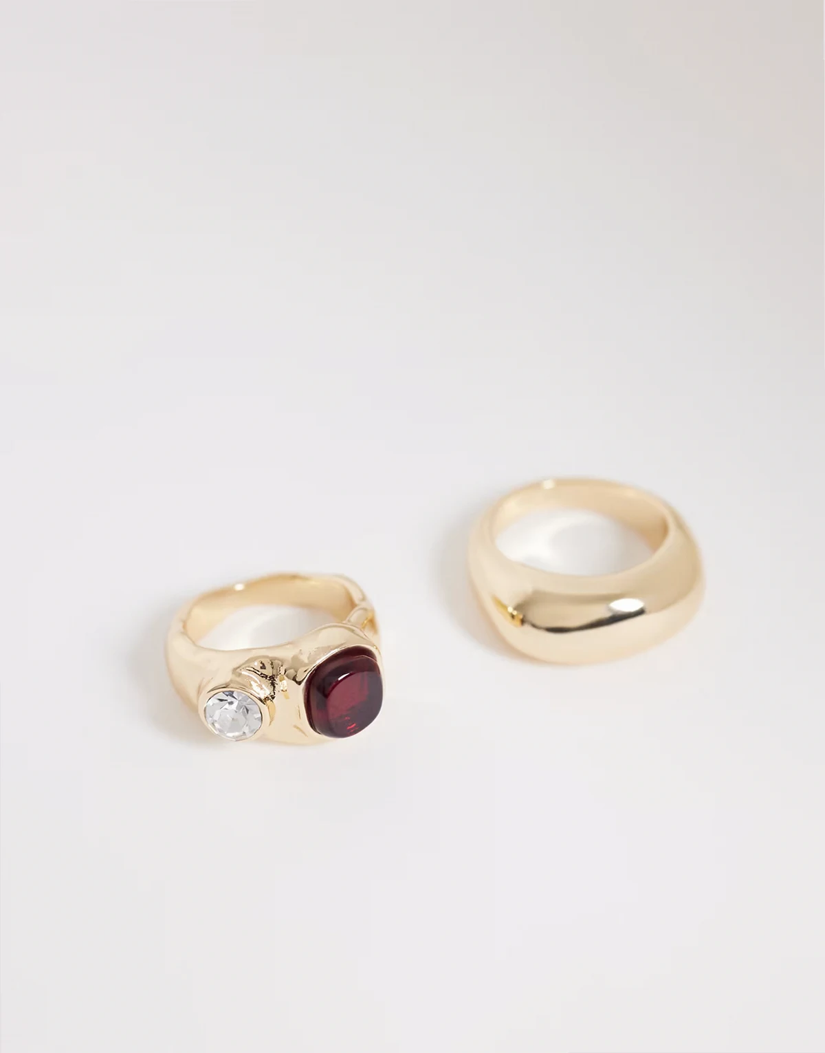 unisex wraparound molten gem stone ring in gold