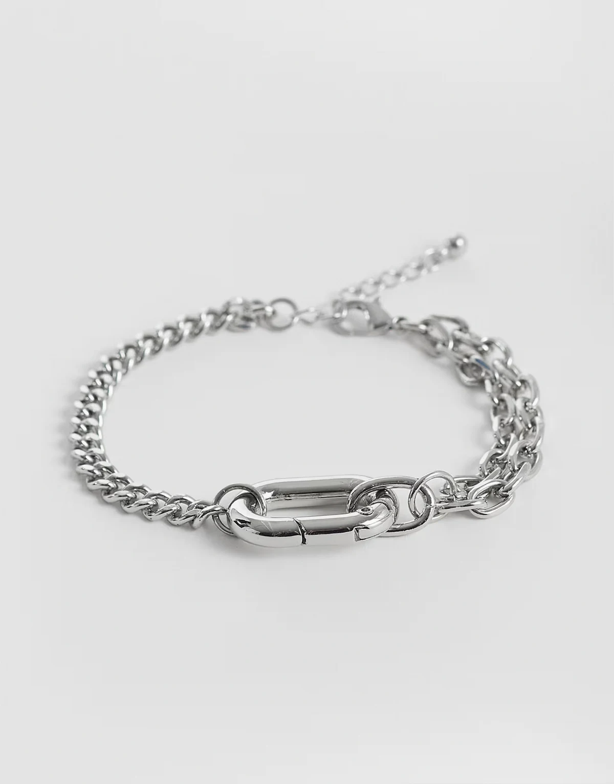 – Mehrlagiges Unisex-Armband in Silberoptik mit Gliedern