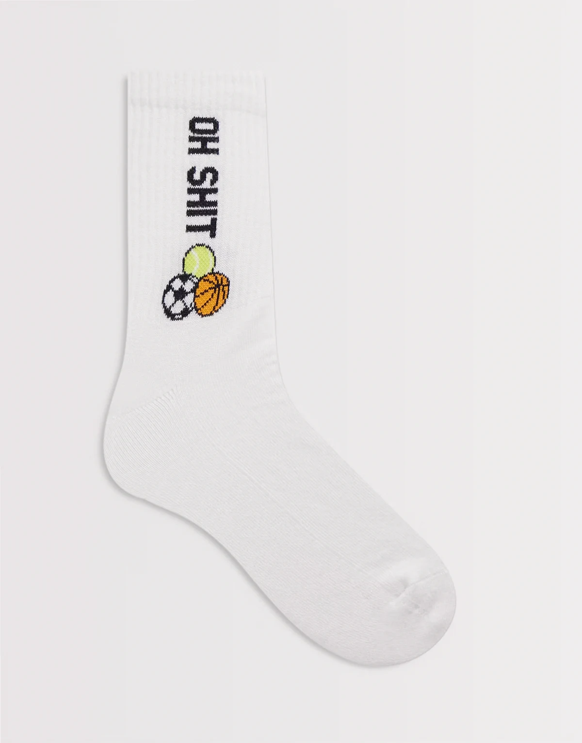 – Socken in Weiß mit Schimpfwörter-Sport-Grafik
