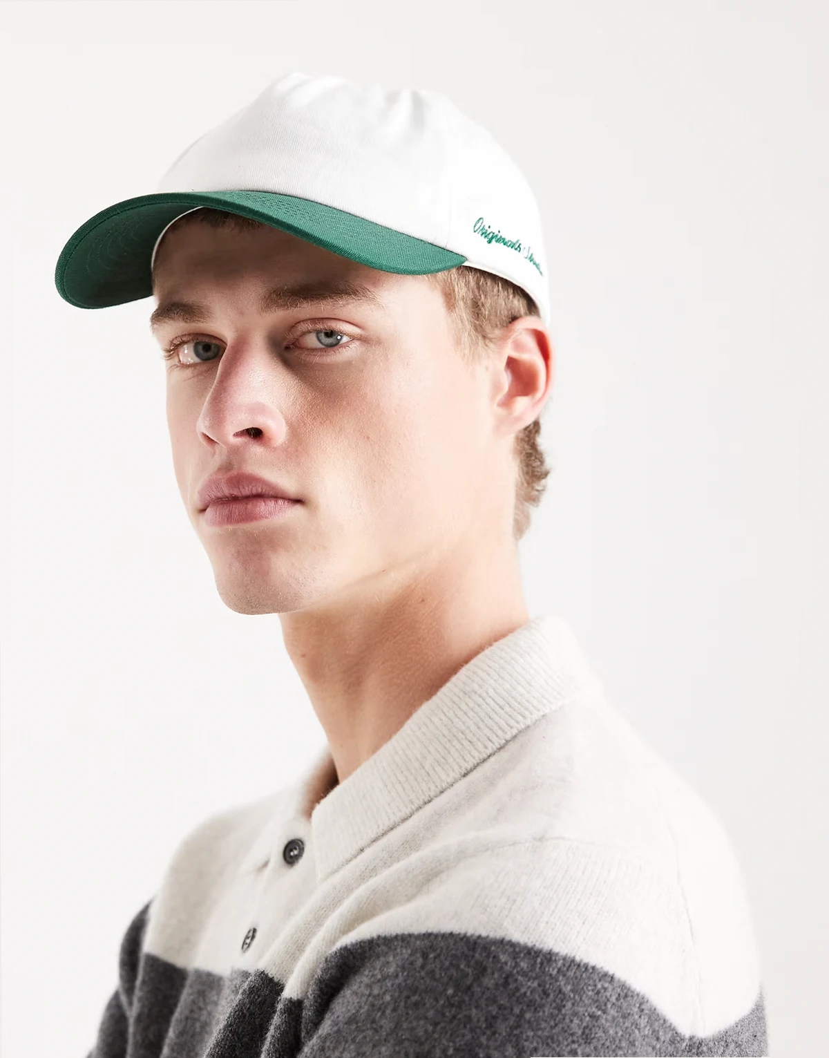 baseball cap in off white and green