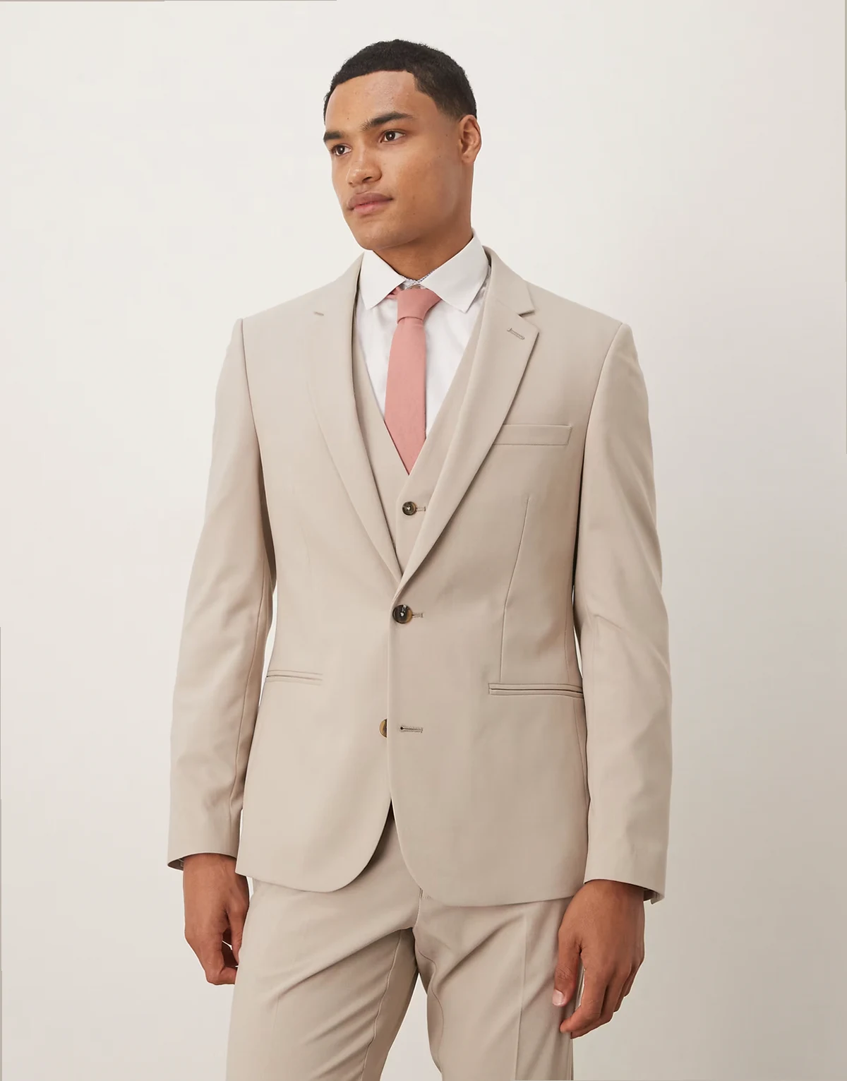 skinny suit jacket in ecru