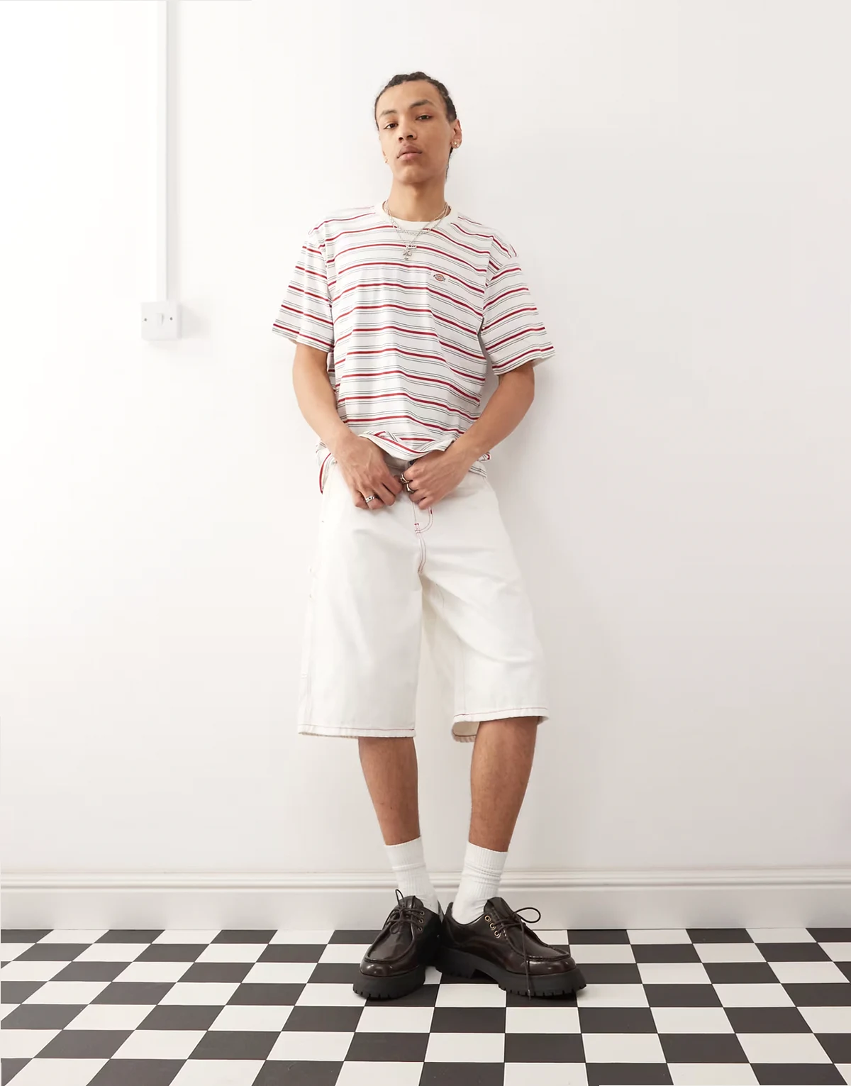 Painter loose denim shorts in cream