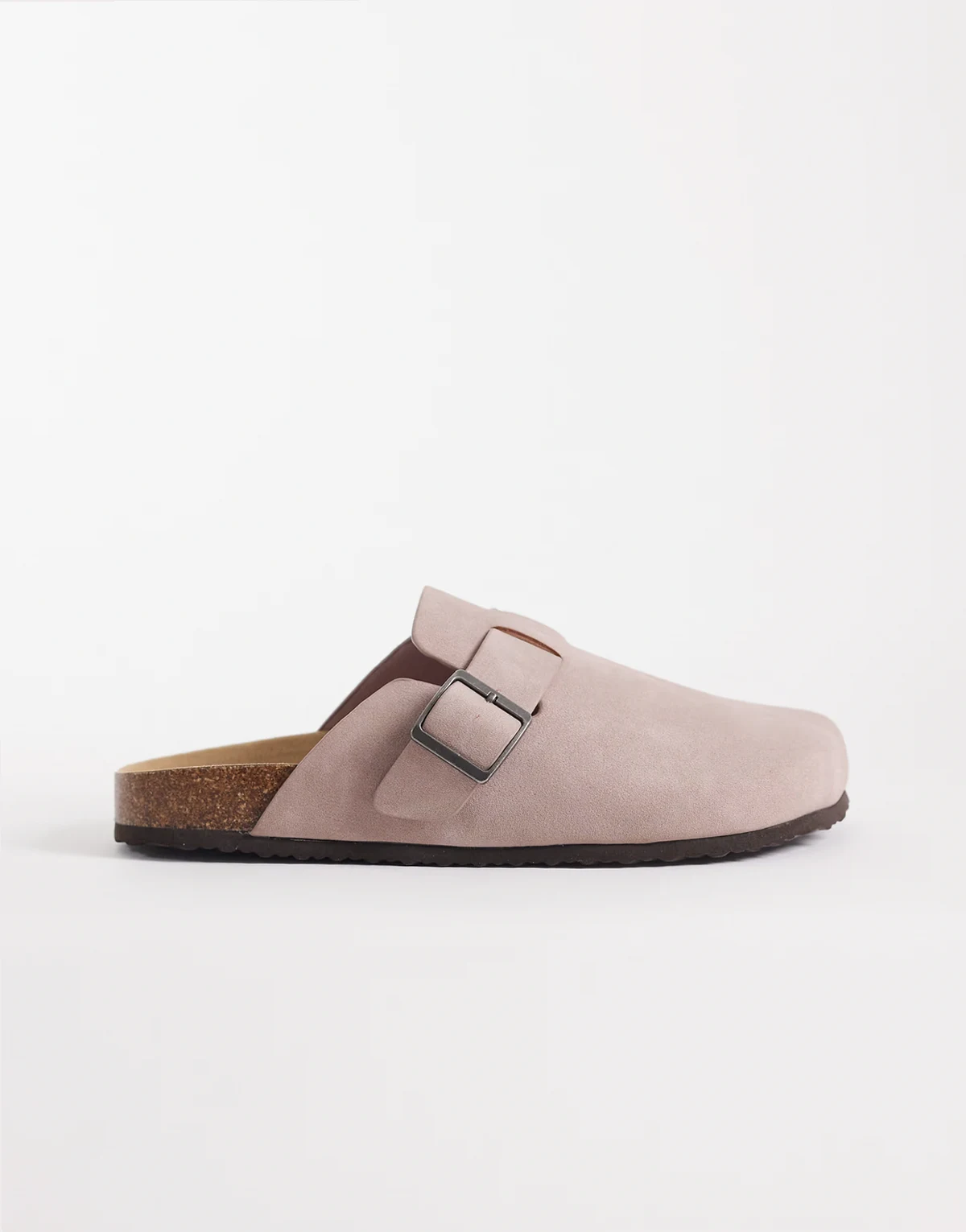 – Mules-Sandalen in Hellrosa mit Korksohle