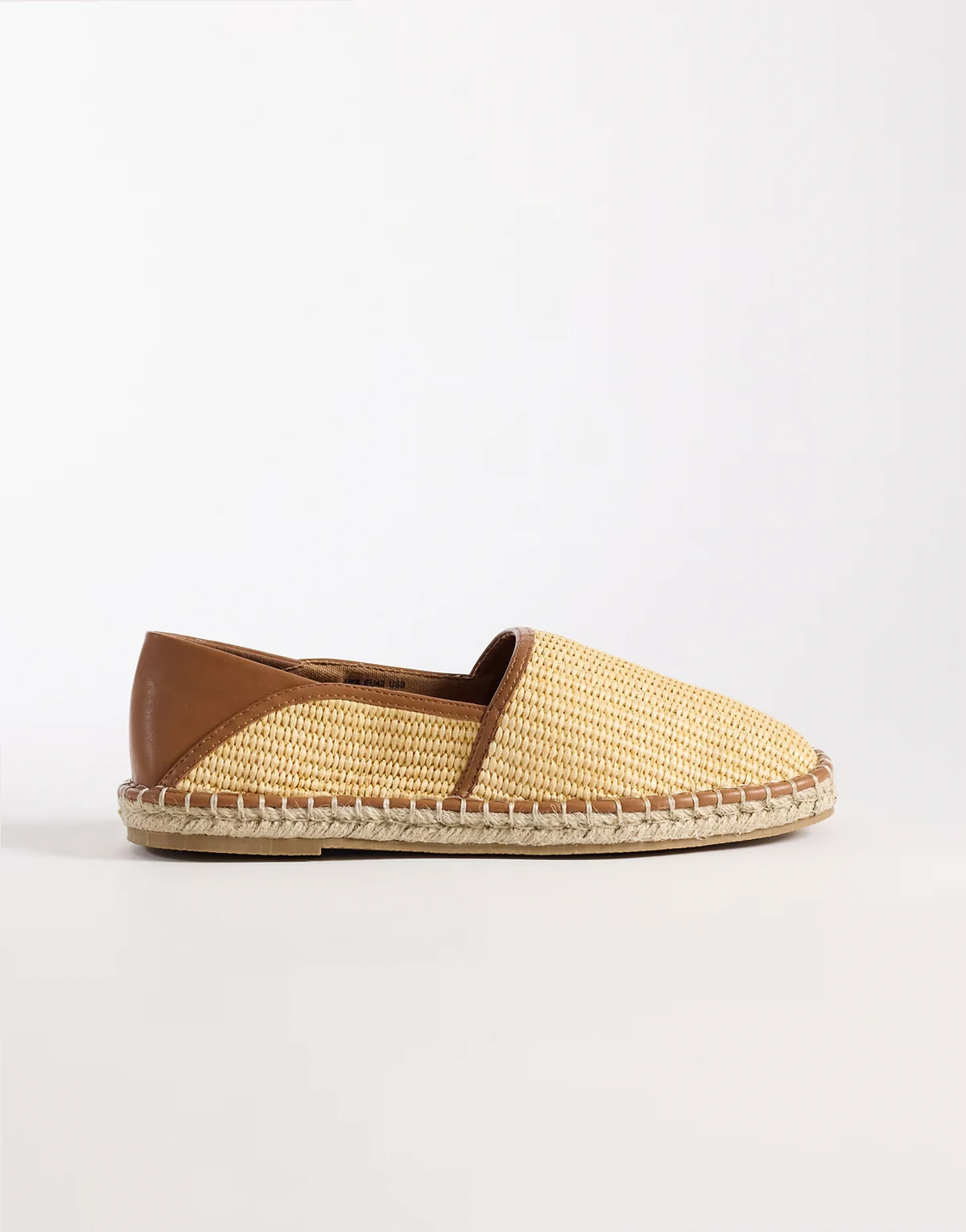 – Bast-Espadrilles in Natur mit Leisten-Detail