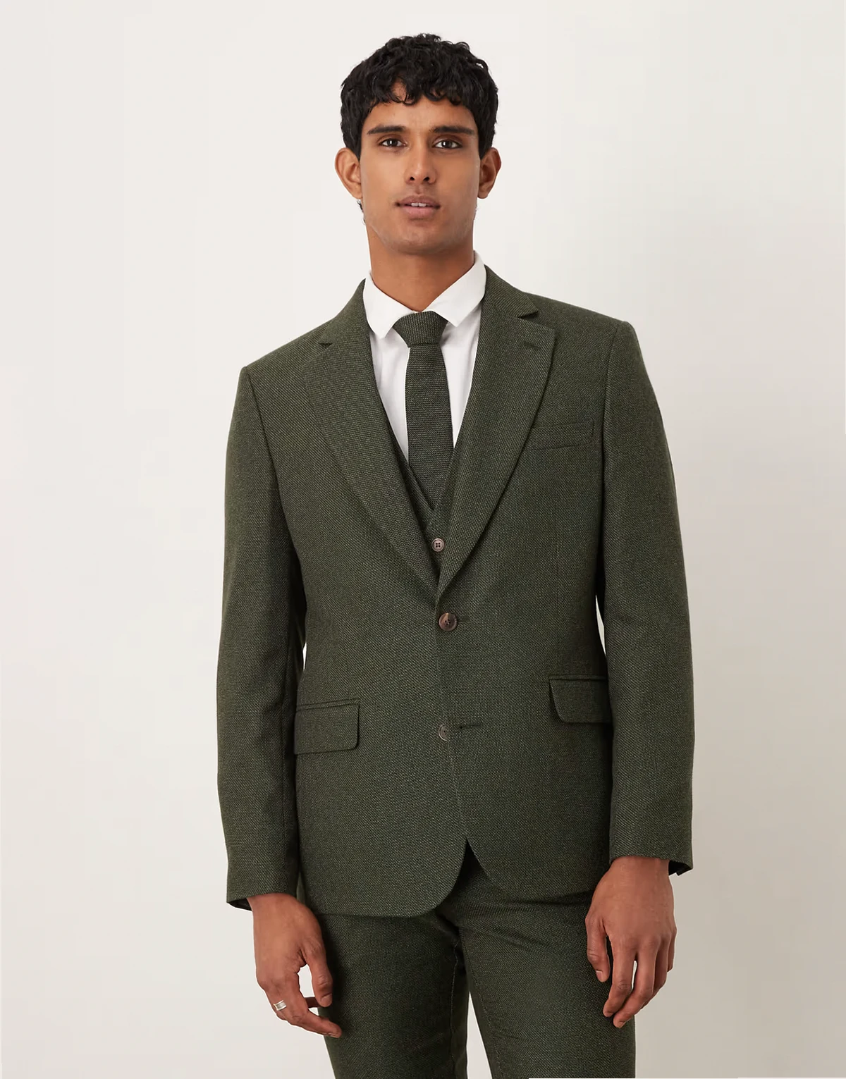 skinny suit jacket in green microtexture