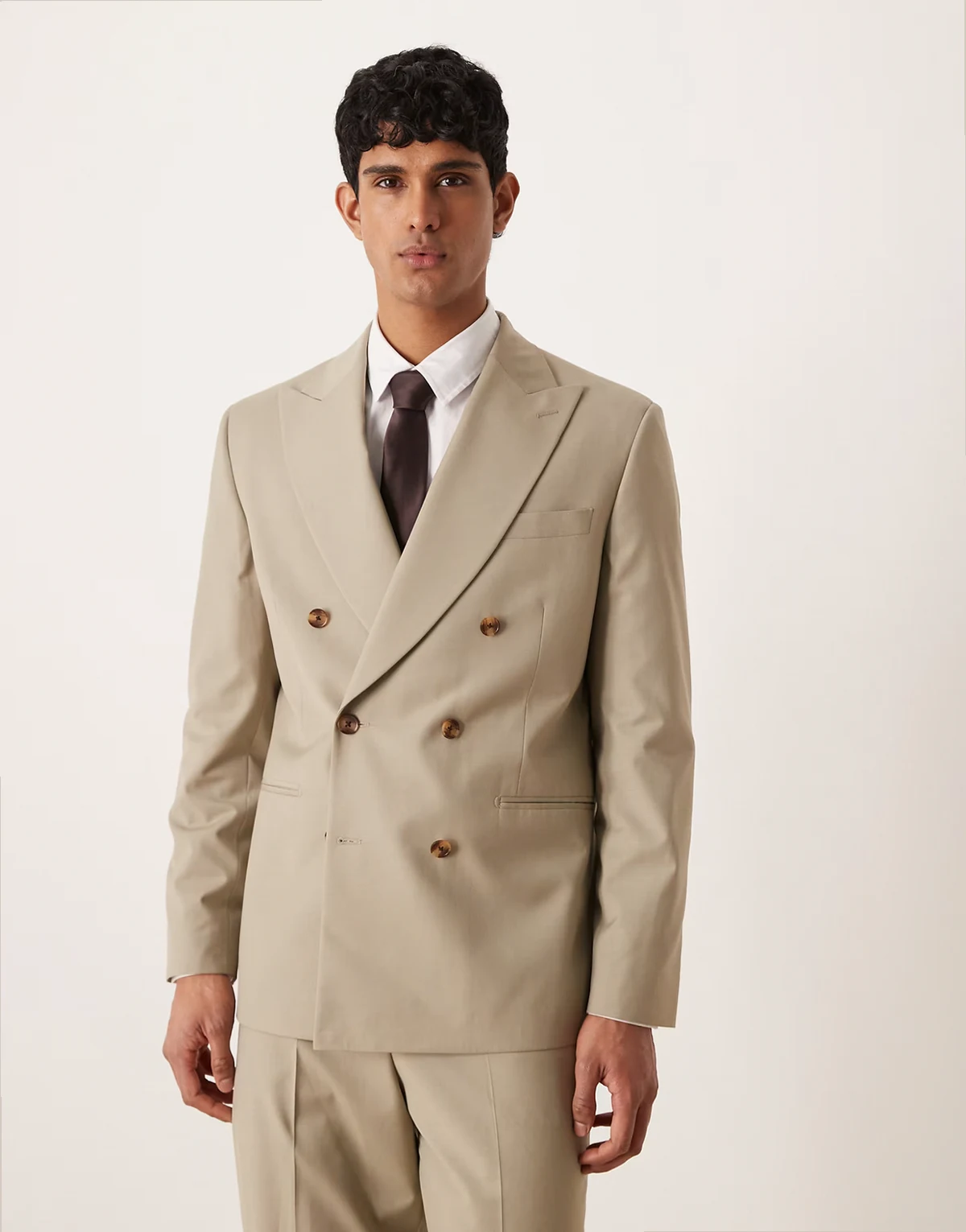 double breasted regular suit jacket in sage green