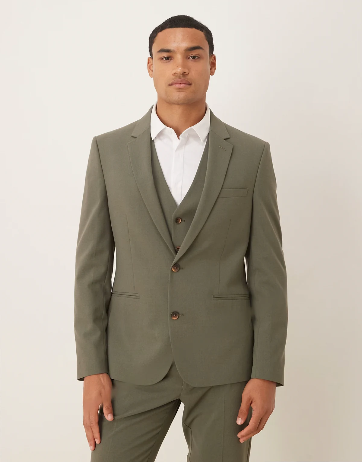 skinny fit suit jacket in khaki green
