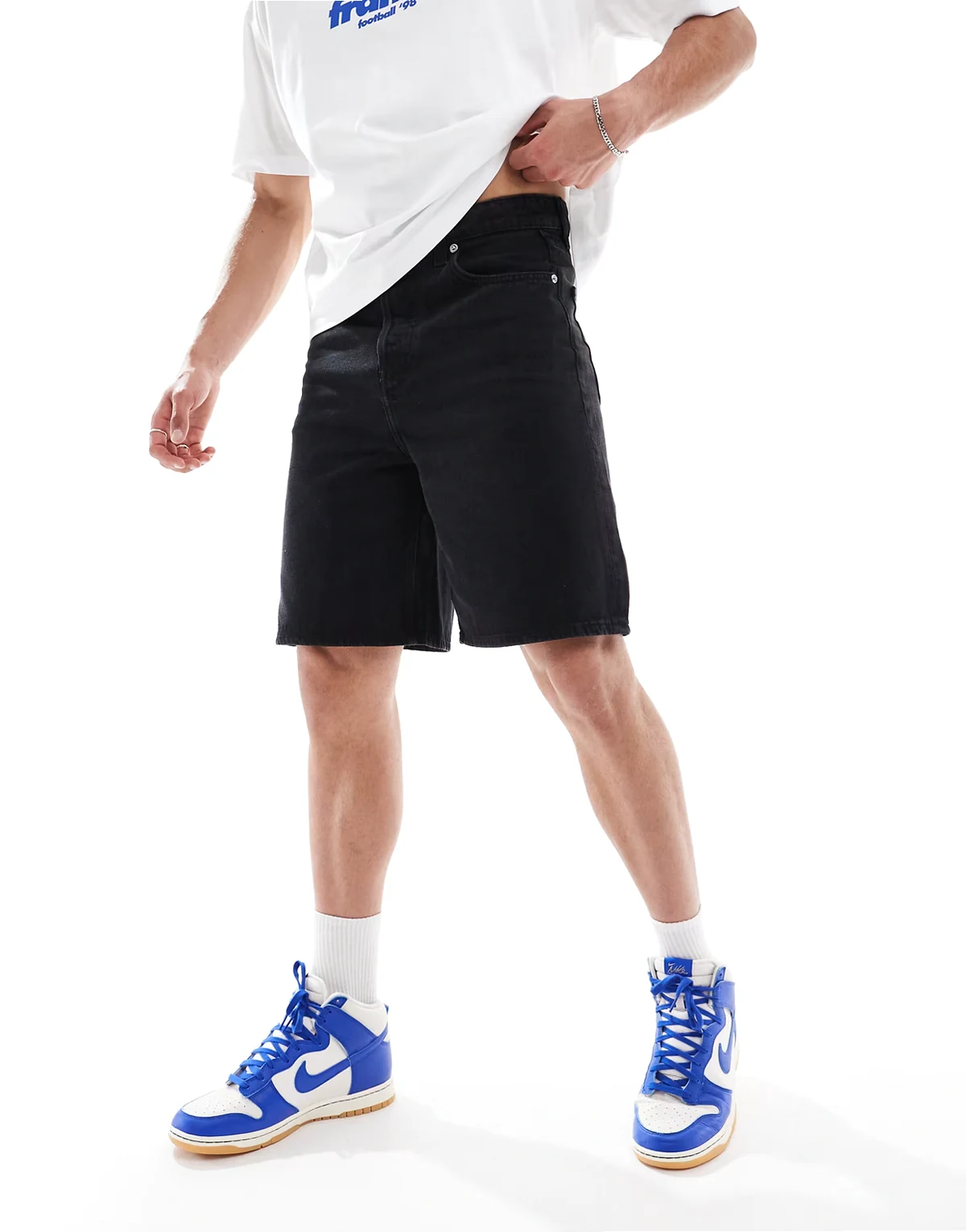 baggy denim shorts in black