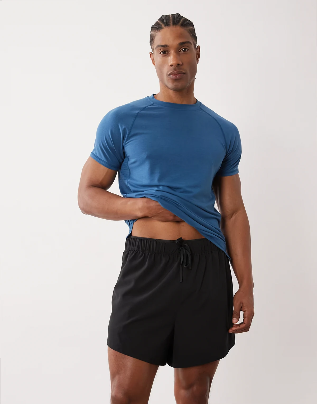 2-in-1 quick dry 5" woven running shorts with zip pockets in black