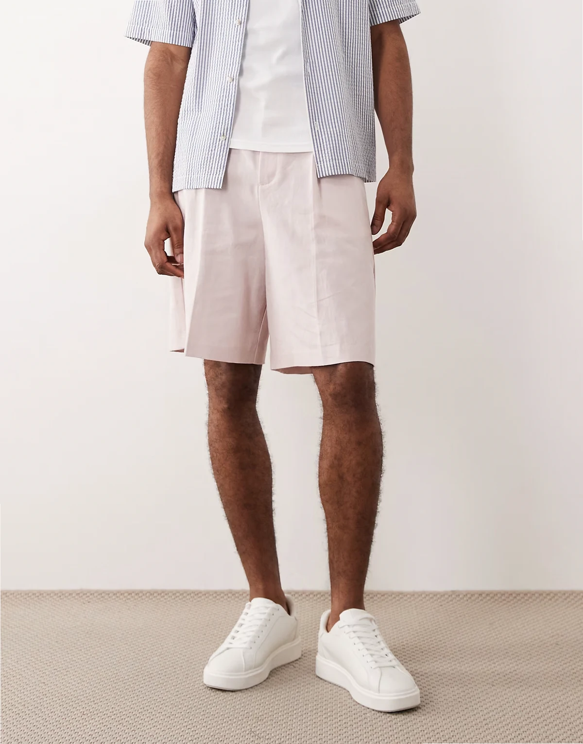 – Elegante Bermudashorts in Staubrosa mit hohem Leinenanteil