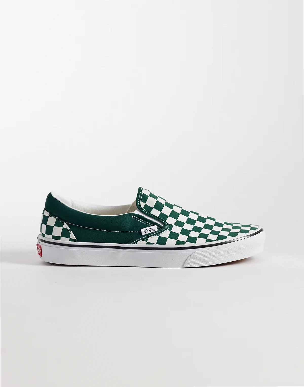 Classic checkerboard slip on sneakers in dark green