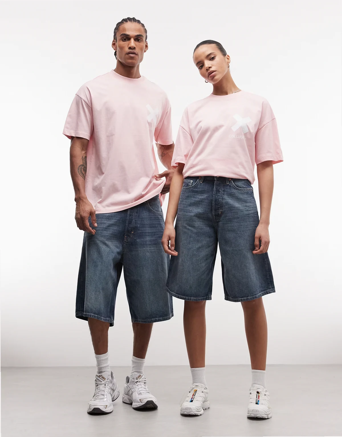 Astro Unisex low rise baggy fit jorts in faded blue wash