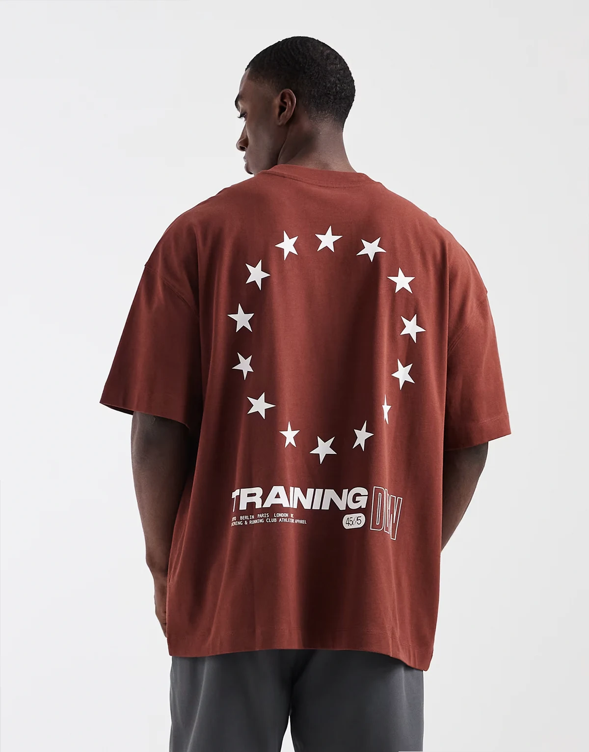heavyweight cotton oversized T-shirt with back graphic and quick dry finish in rust