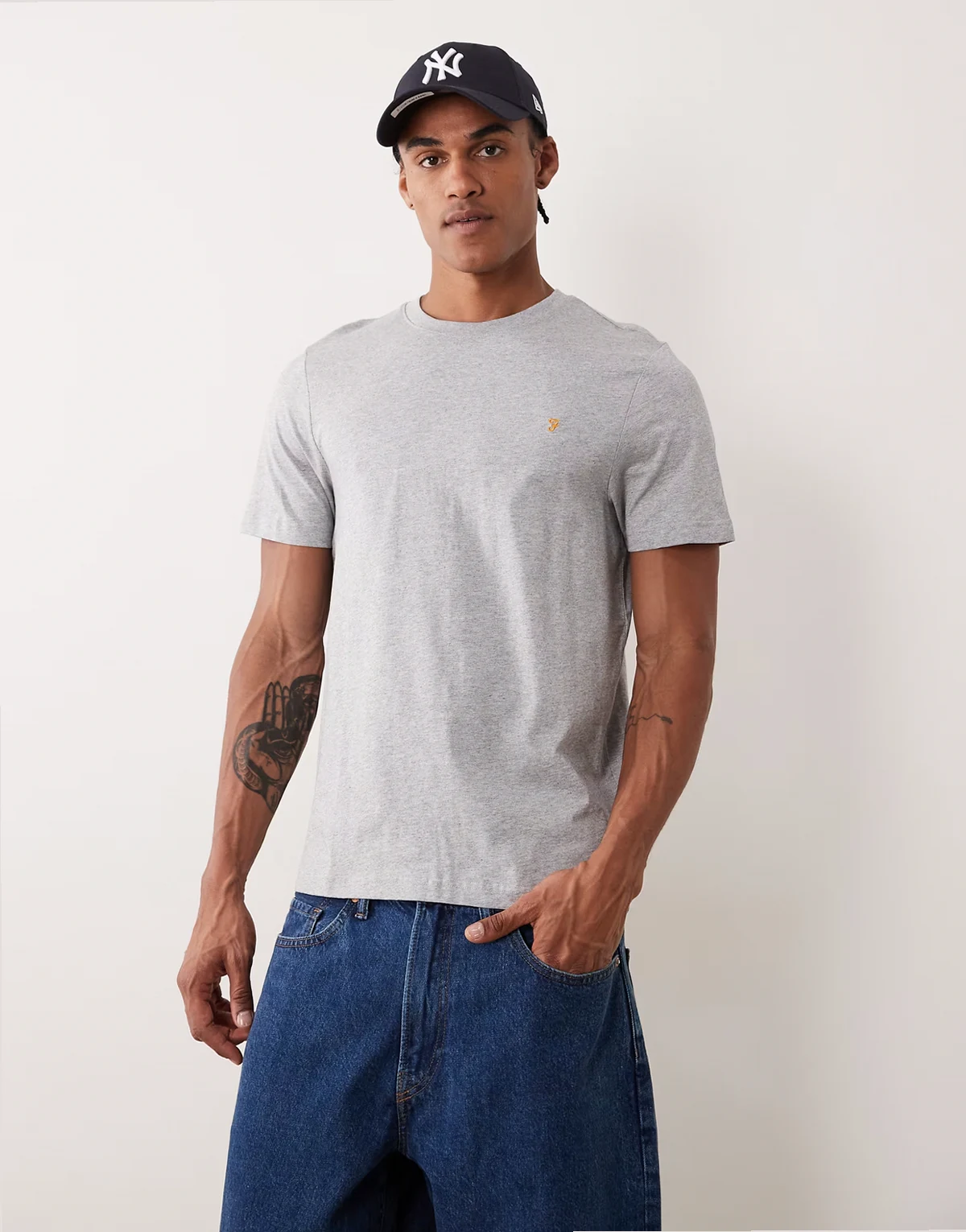 – Danny – Szary melanżowy T-shirt z bawełny